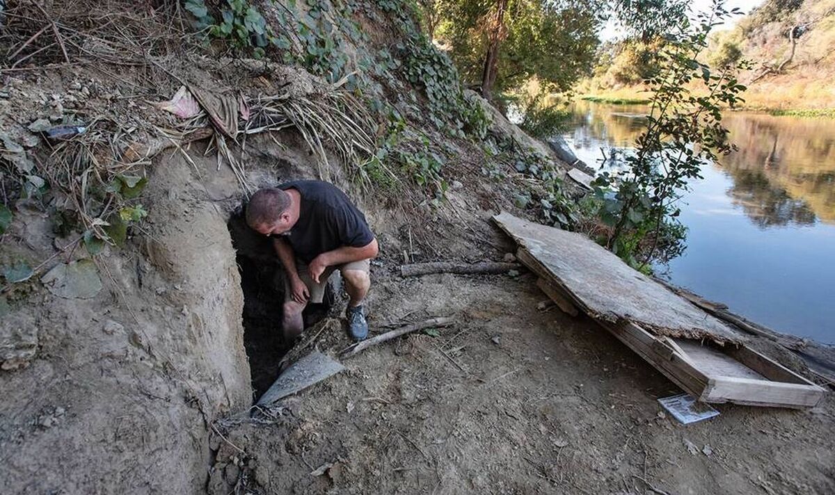 california homeless furnished caves